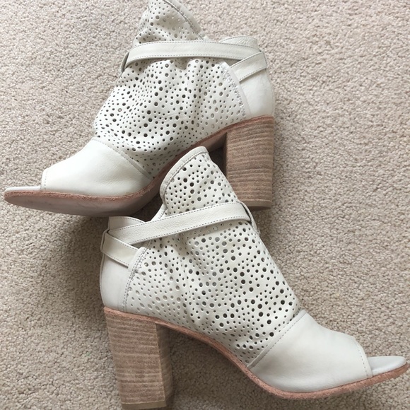 Latitude Femme Perforated Leather Peep Toe Booties - Picture 5 of 9